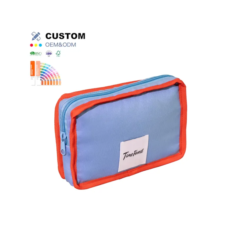 Wholesale Portable Travel Women Canvas Cotton Makeup Cosmetic Bag with Zipper