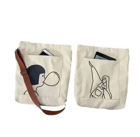 Custom Logo Printed Large Cotton Canvas Tote Bag Reusable Heavy Duty Organic Recycled Grocery Shopping Strap Tote Bag Handbag