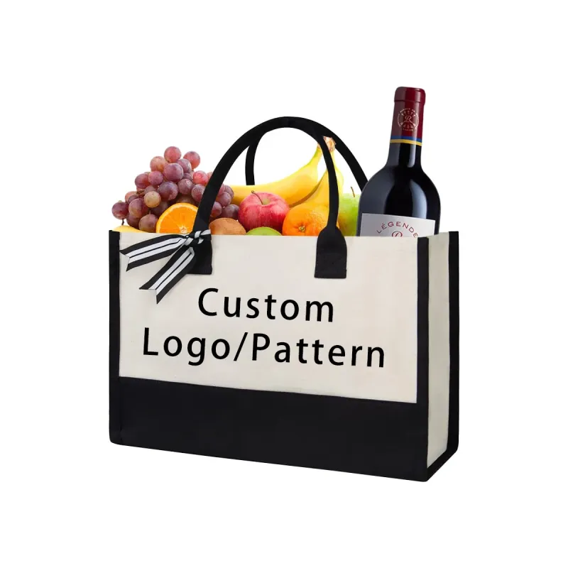 HANSUN Extra Large Cotton Canvas Tot Bag for Women Letter Pattern Beach & Vacation Gifts Bag Wedding & Holidays