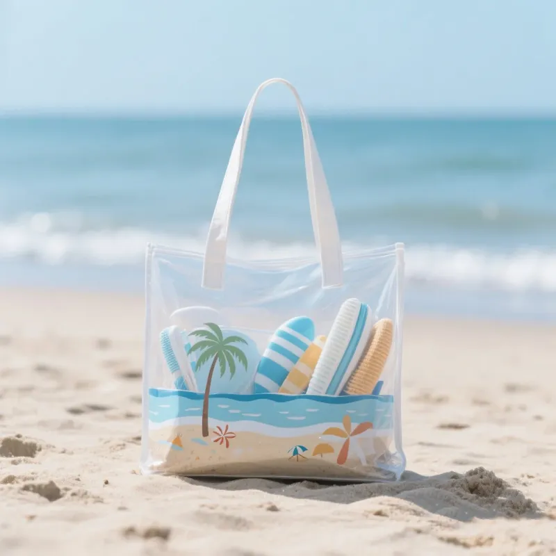 Wholesale Eco-friendly Reusable Clear Tote Bags Custom logo Beach Tote Bag Pvc Transparent Bag