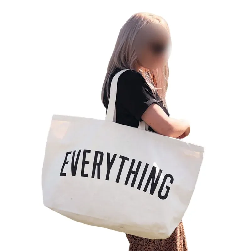 HANSUN extra Large Custom logo Organic Recycled Reusable Cotton Shopping Bag Canvas Grocery Bag Oversize Gym Tote Bag