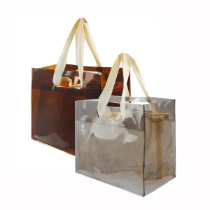 Custom Luxury Waterproof Pvc Tote Bag Beach Cosmetic Shopping Gift 2pcs in 1 Set Handbags Fashion Jelly Bag for Women