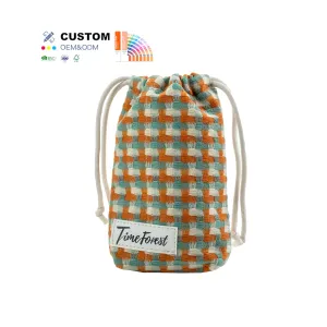 TimeForest Custom Logo Dust Bag Cotton Canvas Mini Muslin Drawstring Bag Small Gift Jewelry Pouch