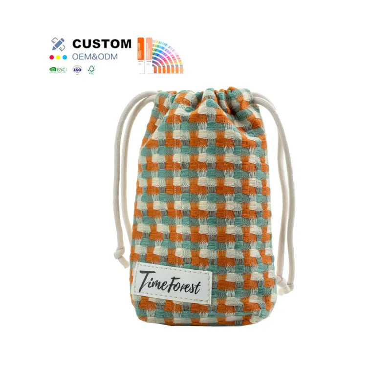 TimeForest Custom Logo Dust Bag Cotton Canvas Mini Muslin Drawstring Bag Small Gift Jewelry Pouch