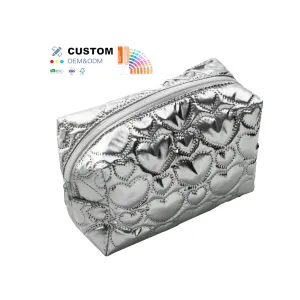 Quilted Canvas Makeup Pouch for Travel