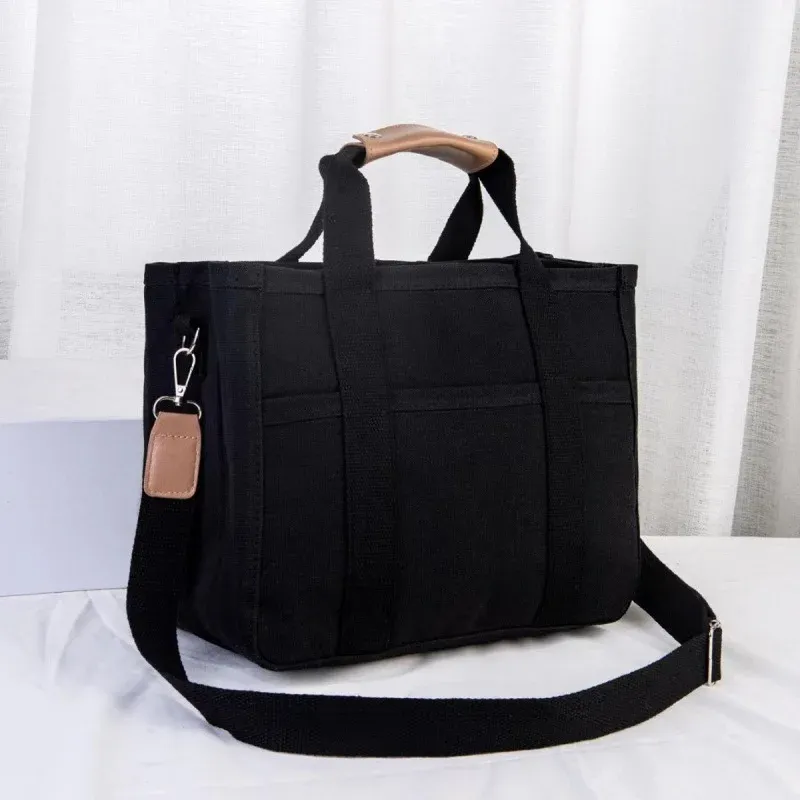 Large-Capacity Japanese Style Multi-Layer Canvas Crossbody Bag New Fashionable Bento Mommy Bag with Single Shoulder for Women