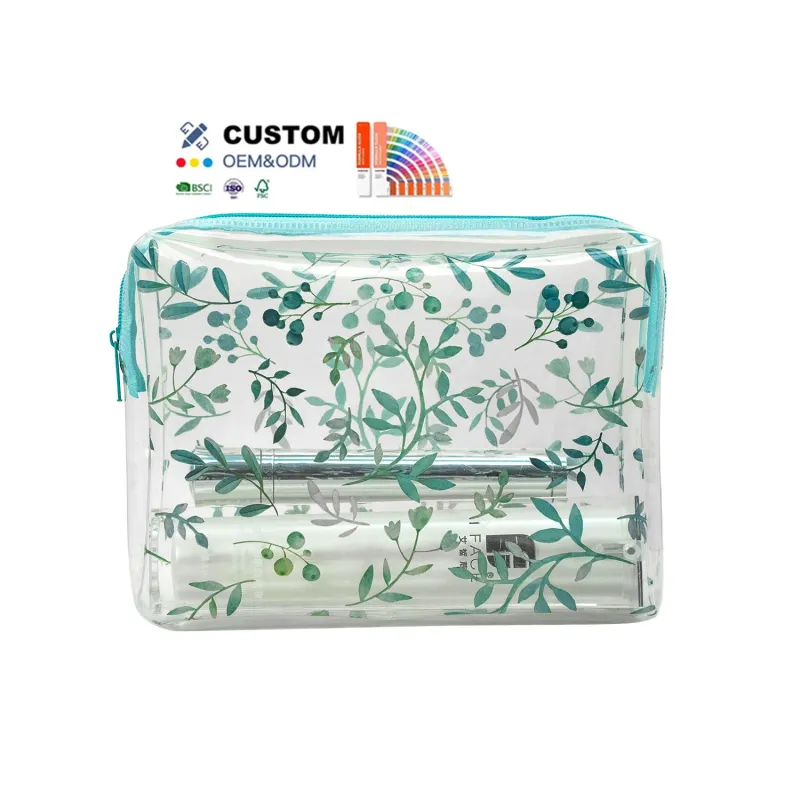 Wholesale Travel Toiletry Bag Women Makeup Grooming Storage Portable Waterproof Custom Logo Clrear Pvc Zipper Cosmetic Bag
