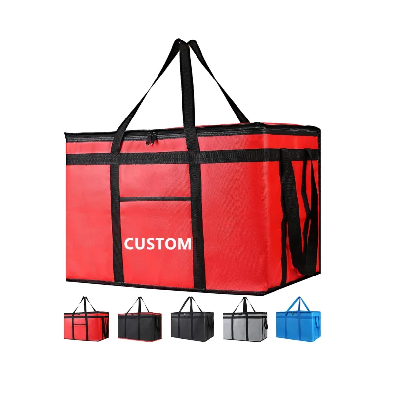 Custom Fast Food Delivery Bagtriple-layer Design Waterproof Aluminum Pizza Wine Lunch Ultrasonic Nonwoven Cooler Bags