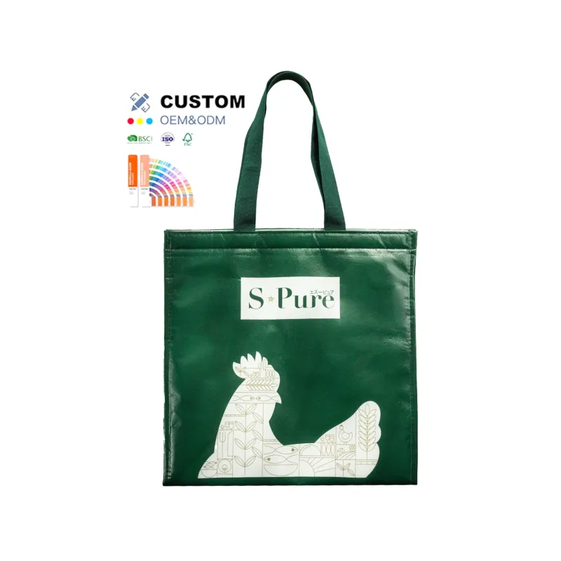 Custom Lunch Handbag Non-Woven Laminated Film Cooler Bag Insulated Drink Food Cake Delivery Printed Letter Reusable Lunch Basket