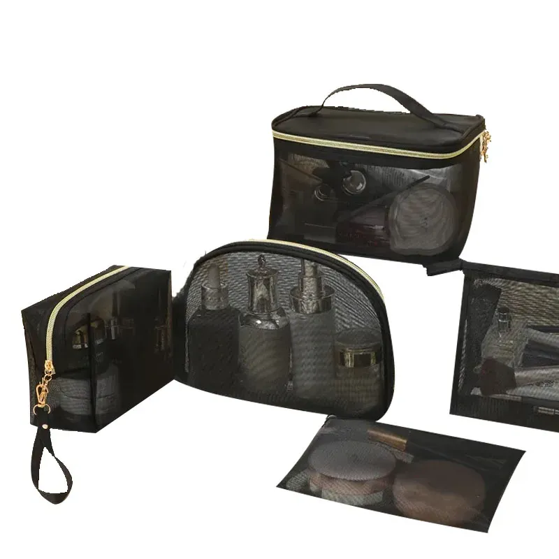 Portable New Mesh Nylon Makeup Bag Network Internet Celebrity Large Capacity Travel Toiletry Bag Go Out Cosmetics Storage Bag