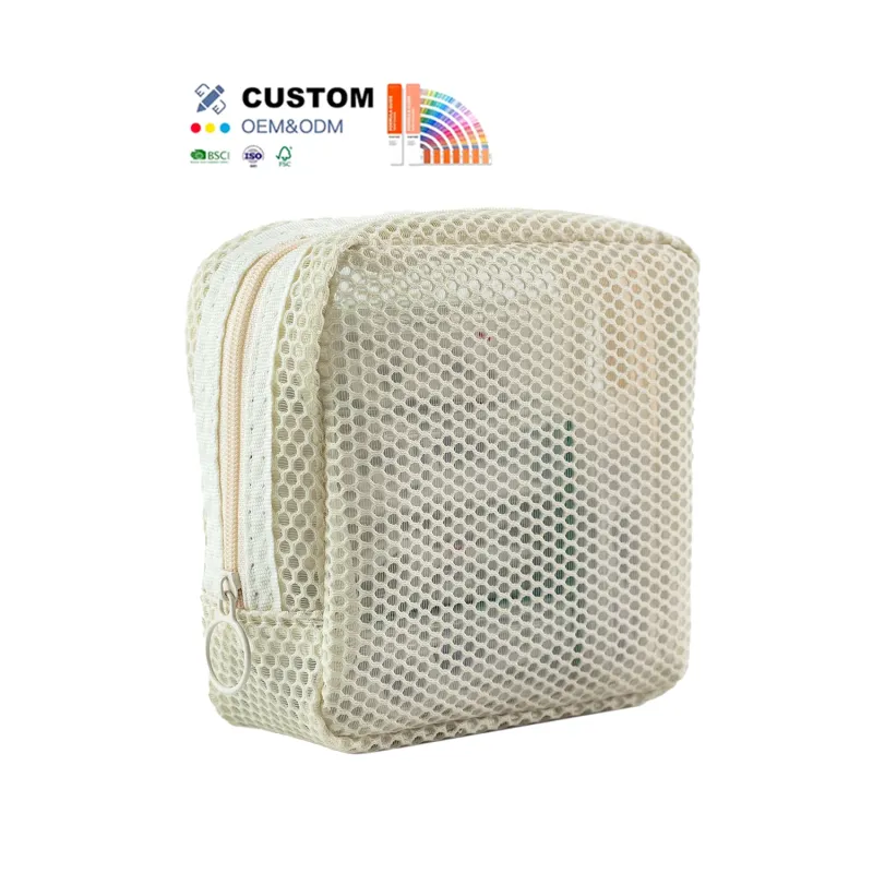 Best Selling Makeup Mesh Pouch Travel Jewelry Zipper Storage Bag Custom Net Mesh Extra Small Bags for Daylife Use