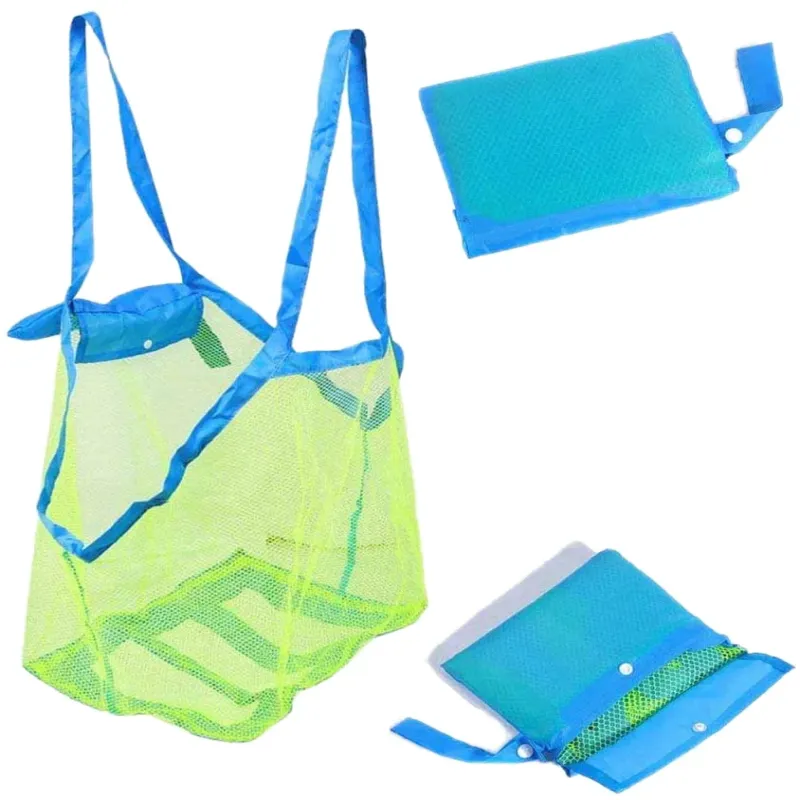Custom Outdoor Beach Mesh Bag Sand Away Foldable Portable Kids Clothes Bags Direct Sales Reasonable Price Mesh Beach Tote Bag