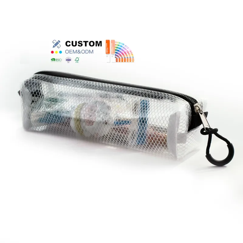 Wholesale Cheap Simple Plastic Lipstick Bag Semi Transparent Stationery Bag Waterproof Hard Cover Pencil Case Student School