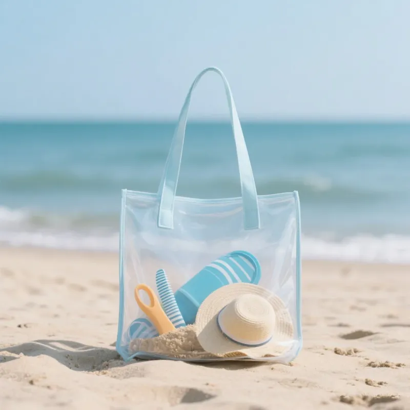 Wholesale Clear Tote Bags Custom logo Transparent Beach Pvc Plastic Gift Bag for Shopping Handbag