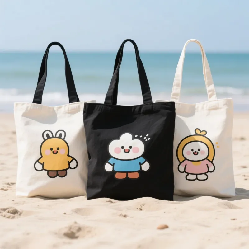 Custom Logo Printed Size Square Zip Canvas Cloth Packaging Tote Bag With Zipper for Advertising