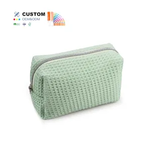 Simple Waffle Cosmetic Bag Large Capacity Makeup Skincare Wash Bag for Travel Storage Bag