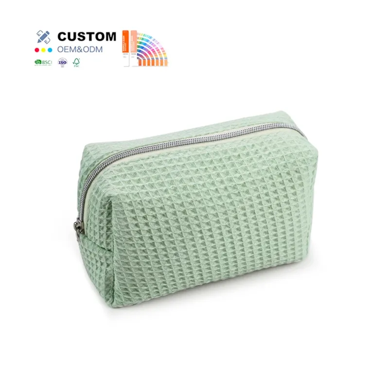 Simple Waffle Cosmetic Bag Large Capacity Makeup Skincare Wash Bag for Travel Storage Bag