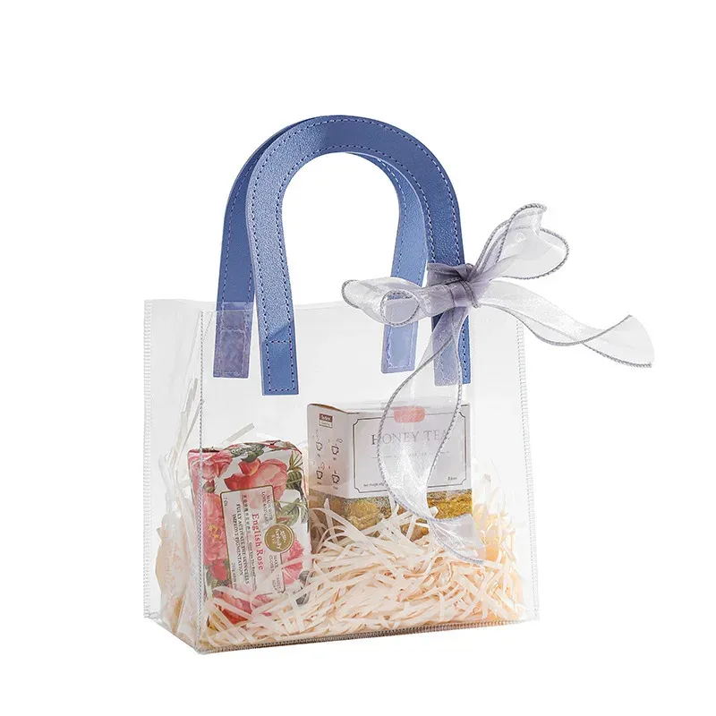HANSUN New Fashion Rainbow Laser Color Capacity Snap Fastener Summer Beach Travel Clear Tote Shoulder PVC Bag