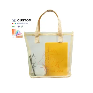 Custom Cute Girl Purse Handbag Maiden Summer Swimming Beach Mesh Outdoors Cosmetic Storage Nylon Mesh Shopping Bags for Women