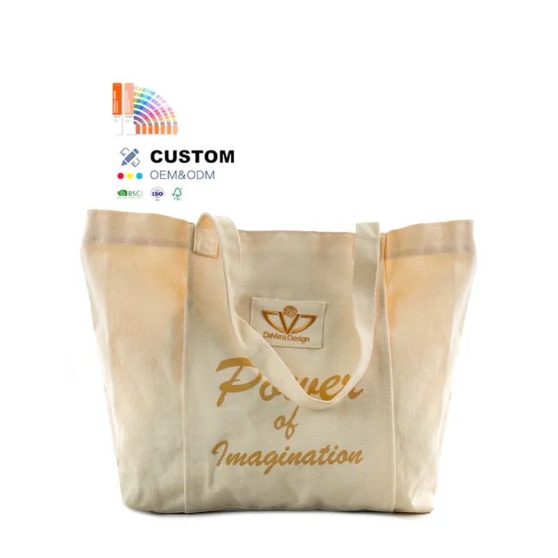 Wholesale Custom 12oz Cotton Single Shoulder Bag White Embroidery Logo Letter Diy Tie Eco Grocery Shopping Hand Canvas Bag