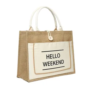 Custom Design Large Jute Burlap Shopping Tote Jute Bag With Soft Rope Handles for Traveling