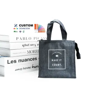 Custom Lunch Cooler Bag Denim Letter Pattern Printing Waterproof Thermal Insulated Bag for Beach Food Storage & Picnics
