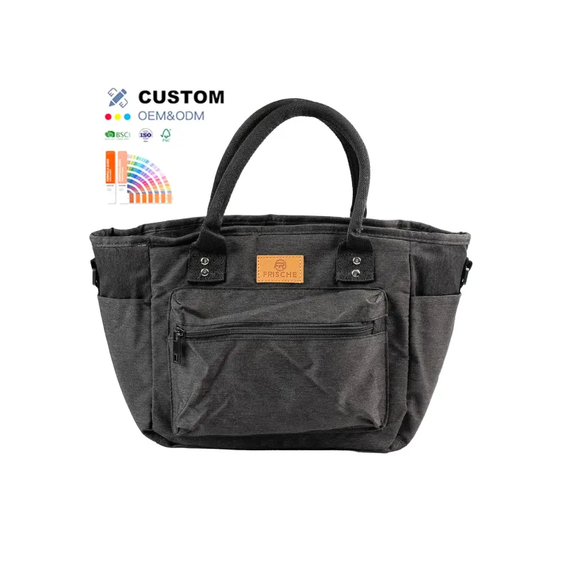 Custom Logo Bento Lunch Tote Bag Reusable Thermal Insulated Casual Korean Tote Bag Waterproof Cooler With Multi-Pocket Design