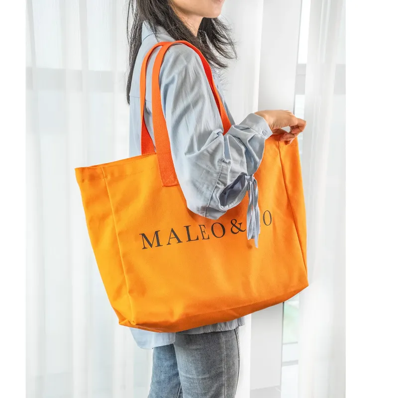 Custom Logo Oversize Women Large Weekend Canvas Cotton Shopping Tote Bag Large Work Traveling Women Fashion School Handbag