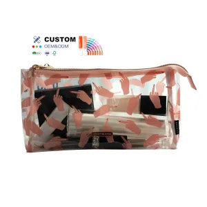 Pink PVC Makeup Brush Bag with Zipper