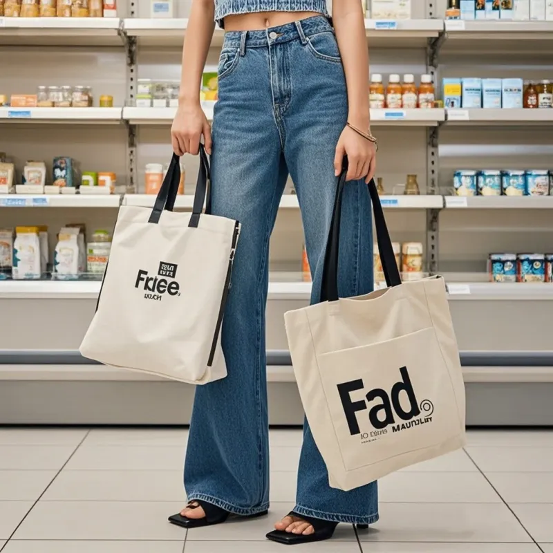 Wholesale Plain Calico Canvas Grocery Shopping Bag Cotton Beach Tote Bag With Custom Printed Logo