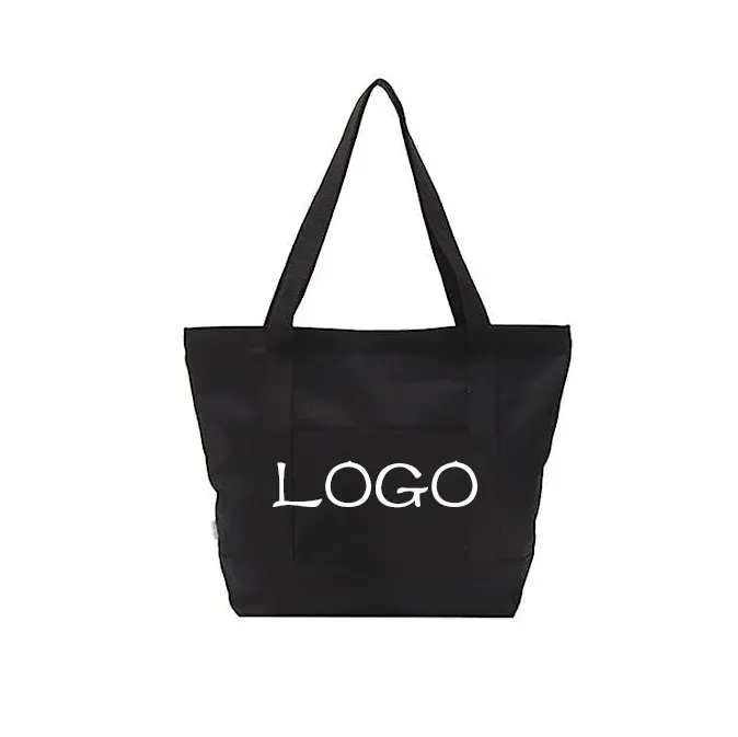 Custom Logo Eco Friendly Cotton Canvas Tote Large Size Reusable Folding Tote Shopping Bag for Women Daylife