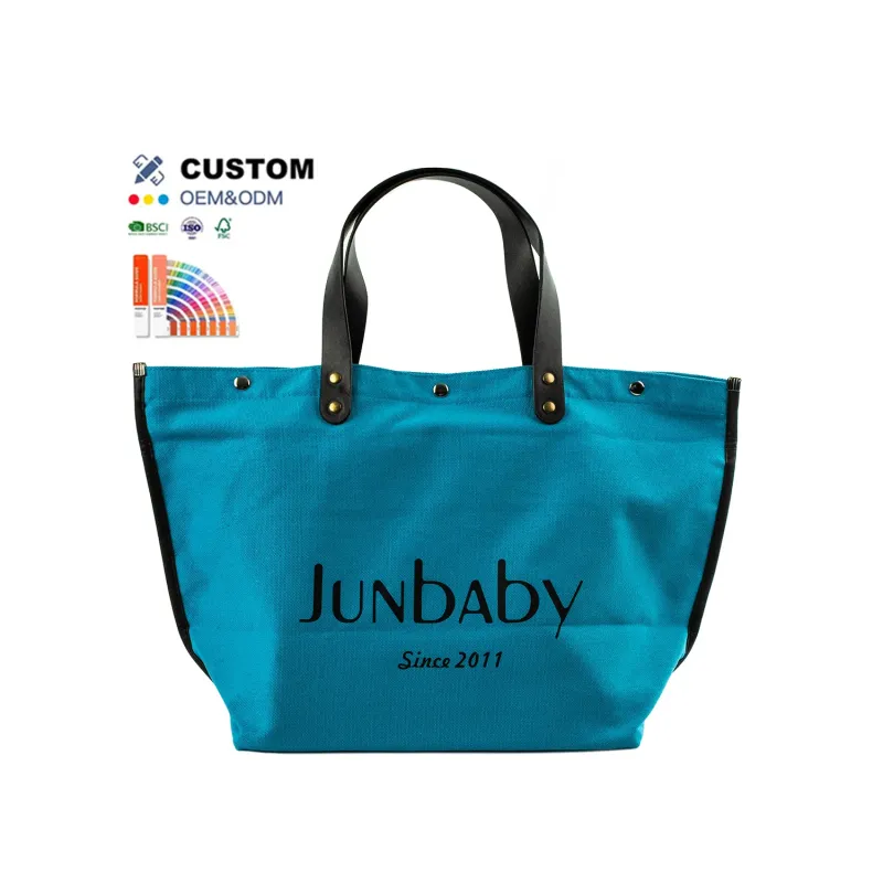 Custom Letter Pattern Design Canvas Shoulder Bags Bule Large Capacity Tote Bag Luxury Fashionable for Work Women Mom