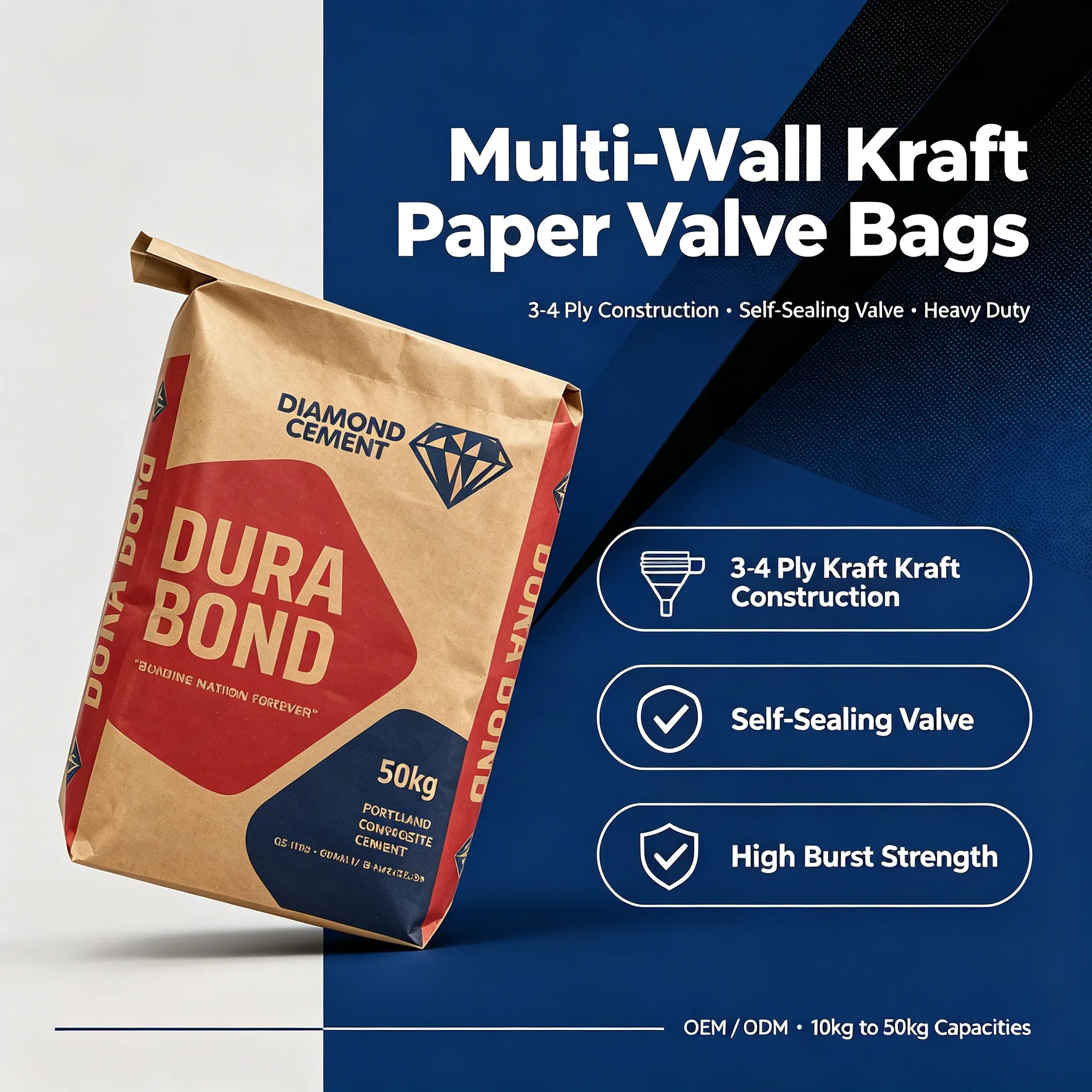 Multi-Wall Kraft Paper Valve Bags