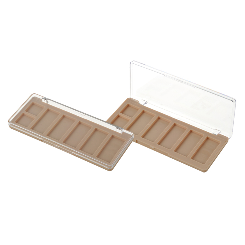 Rectangular 7 Grid Refillable Flip Top Eye shadow box XQ696