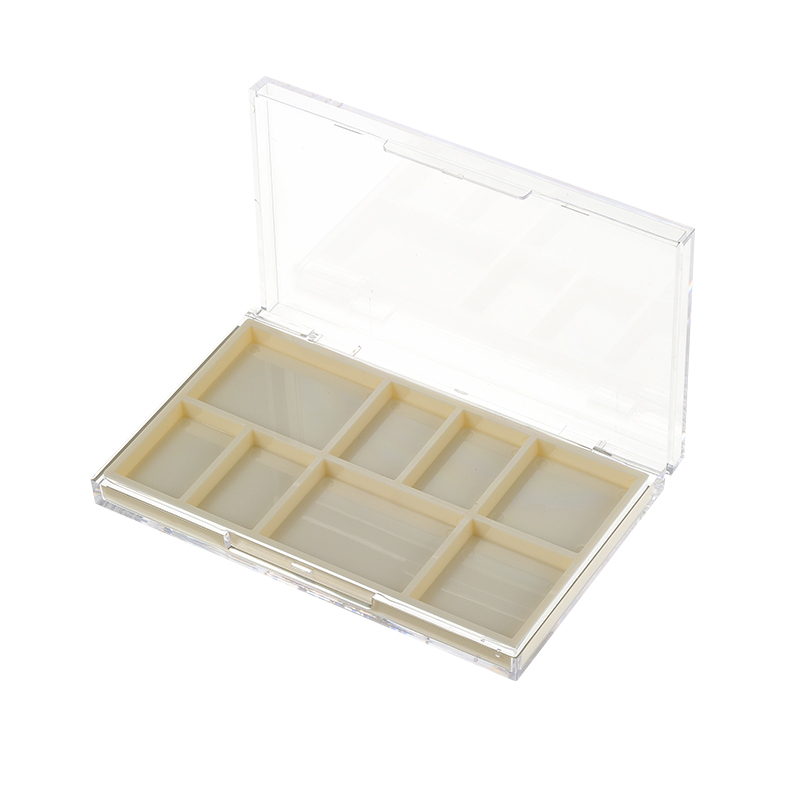 Rectangular 8 Grid Transparent Lidded Eye shadow box XQ741