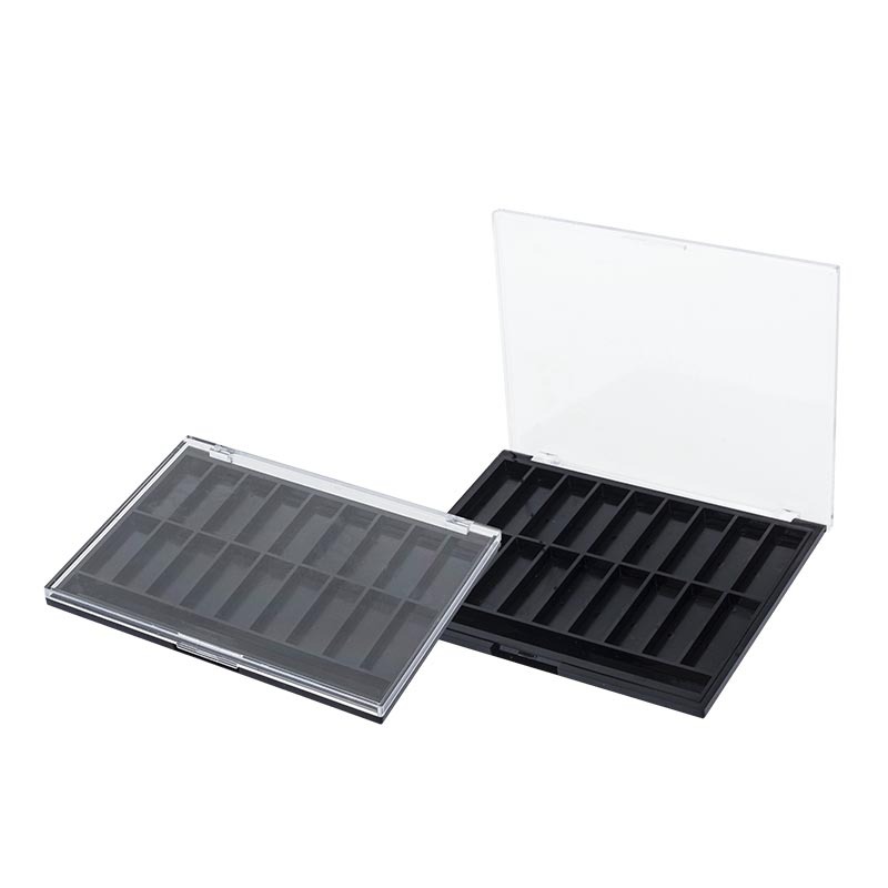 Rectangular 18 Compartment Eye shadow box with Transparent Lid XQ511