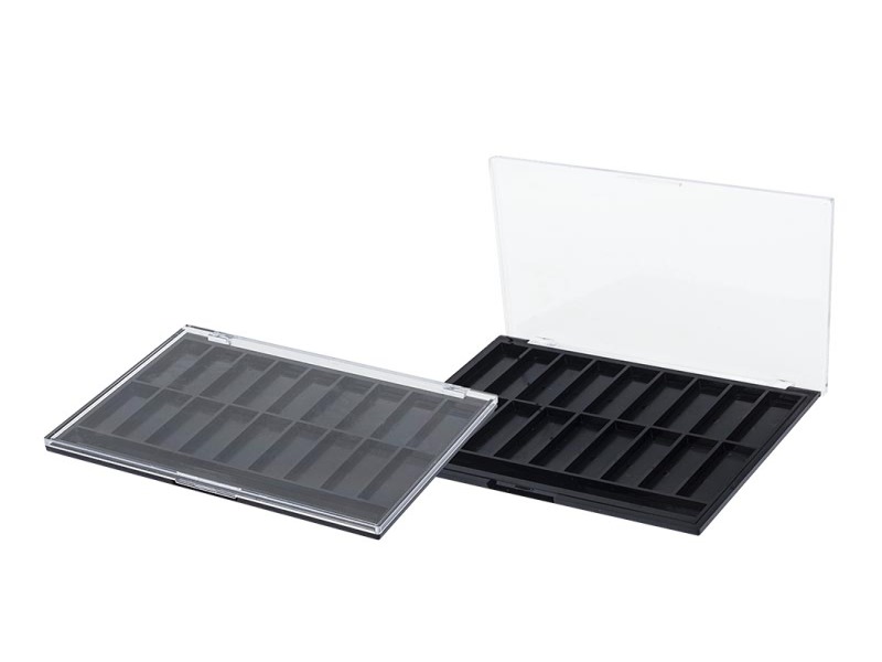 Rectangular 18 Compartment Eye shadow box with Transparent Lid XQ511