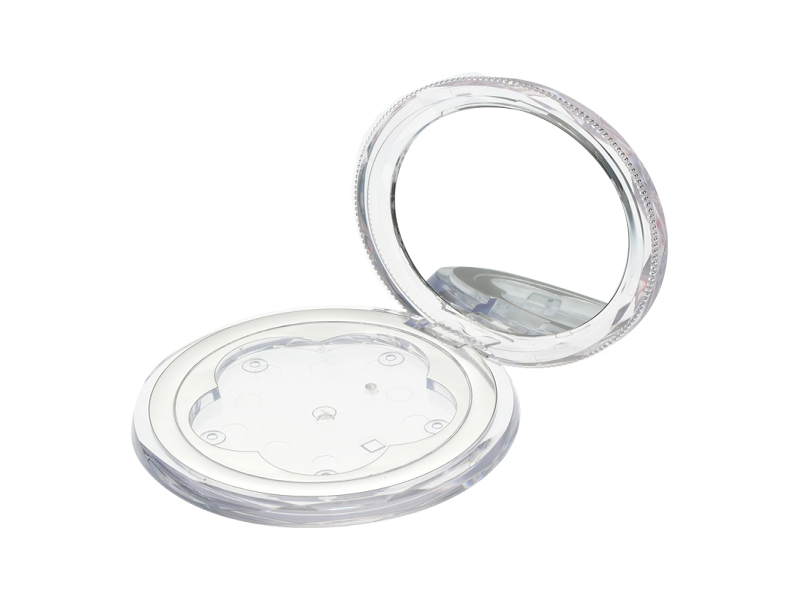 Floral Transparent Compact Powder Case with Mirror QF059
