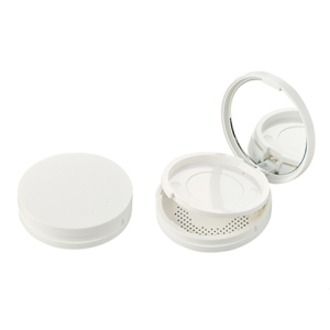 White Round Compact Powder Case with Mirror QF036