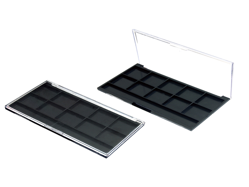 투명 뚜껑이 있는 직사각형 10색 빈 아이섀도 팔레트 XQ050