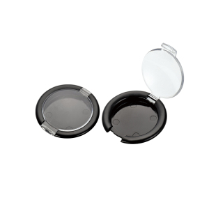 Round Compact Powder Case with Flat Lid Black Base QF003
