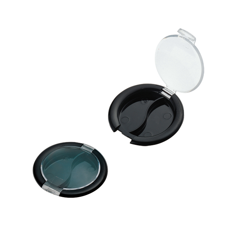 Two Grid Flat Lidded Compact Powder Case with Black Bottom QF003-2