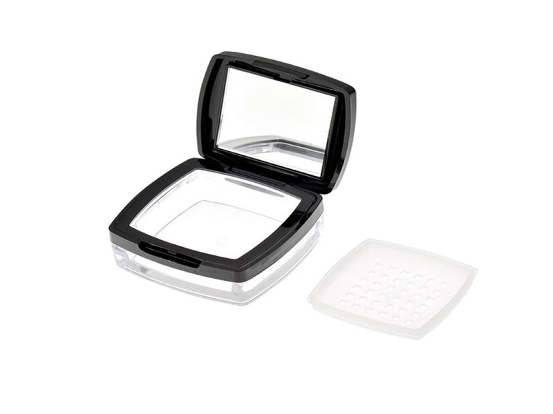 Custom Made Stylish Black Square Loose Compact Powder Case QF010