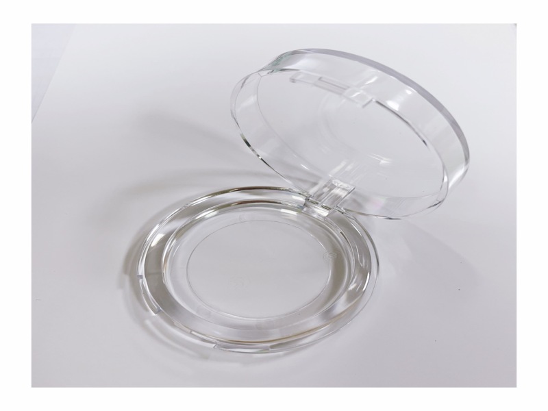 New Transparent Round Flip Cover Compact Powder Case QF04703