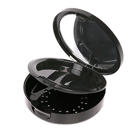 Shiny Black Double Layer Compact Powder Case QF025