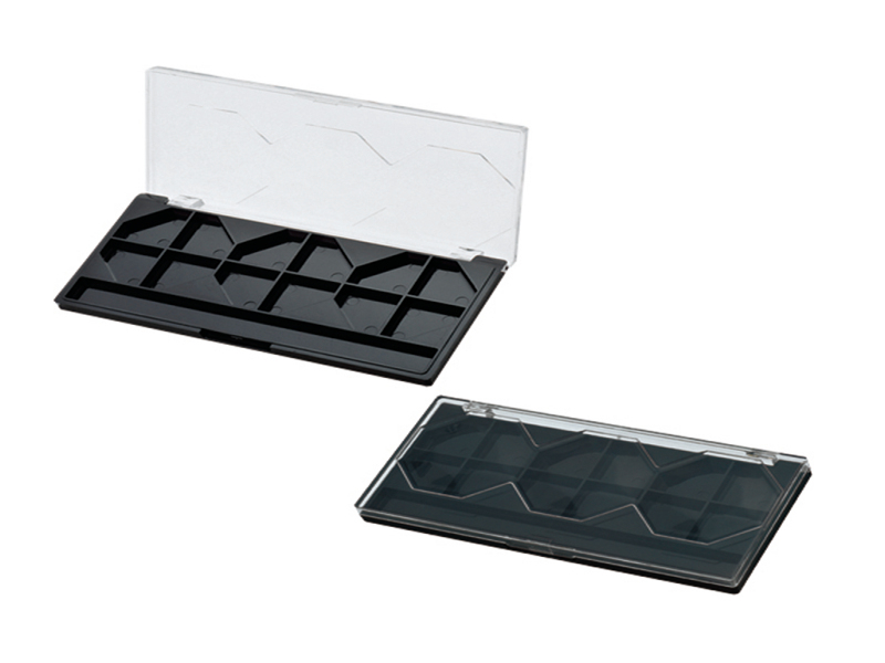 투명한 뚜껑과 브러시 슬롯이 있는 10칸 아이섀도 팔레트 XQ062