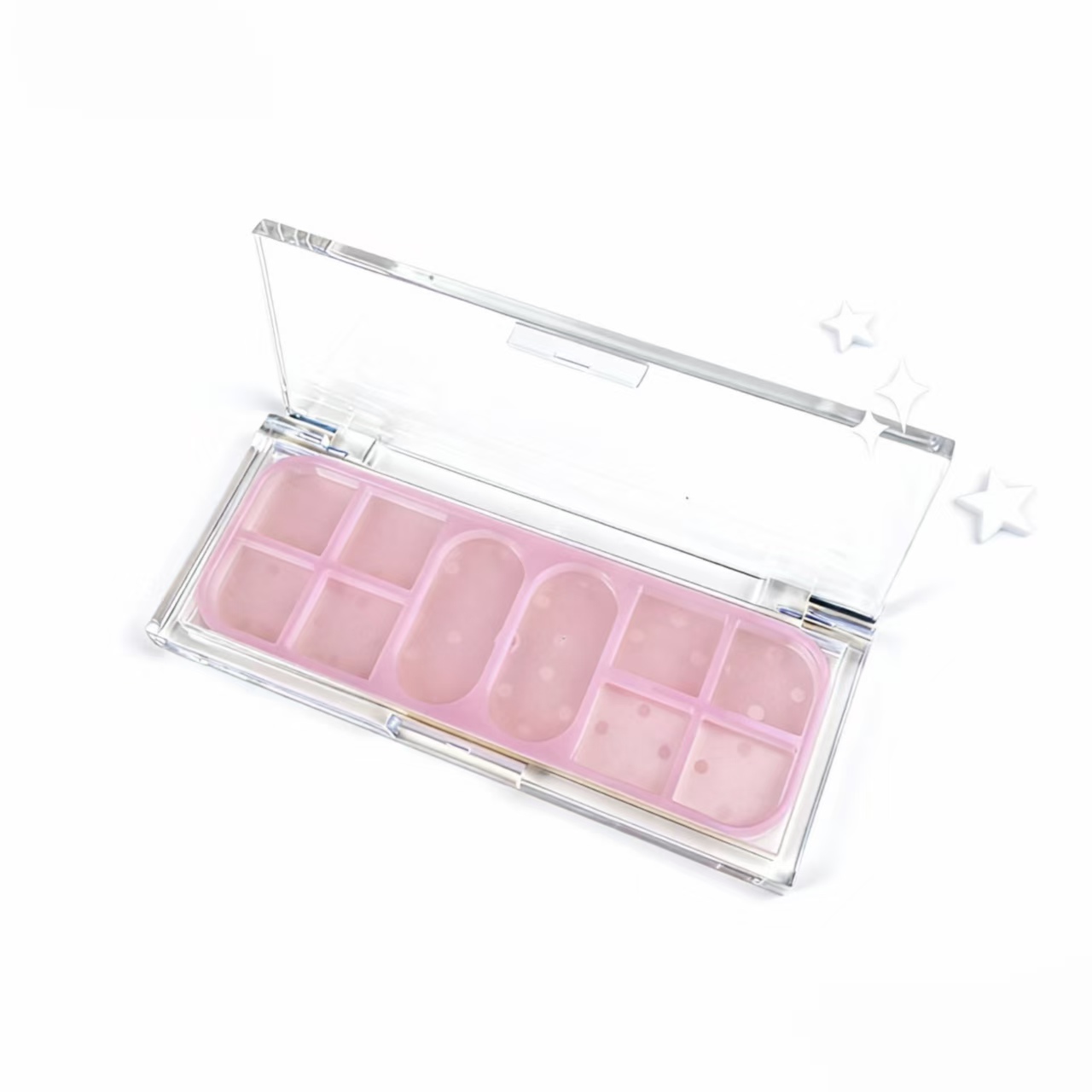 Empty Makeup Beauty Packaging Case Pink Eye Shadow Palette with Clear Lid XQ918
