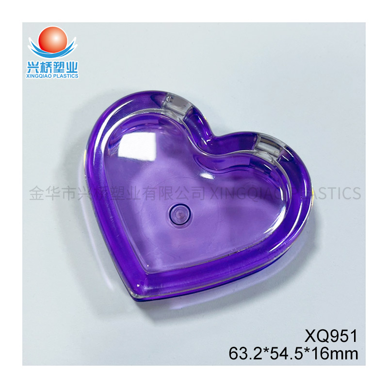 Xingqiao Manufacturer Custom Purple Heart-Shaped Transparent Eyeshadow box XQ951