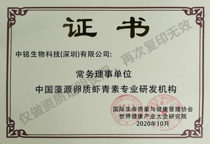 常务理事单位荣誉证书